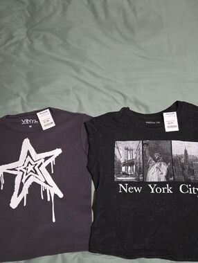 Marshalls Black Graphic Tees NWT 2 T Shirt Bundle Deal